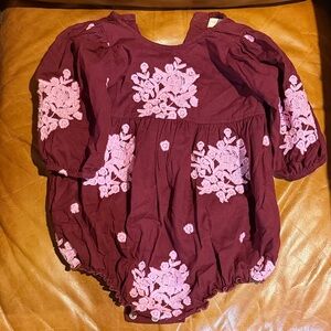 Pink Chicken Burgundy Bubble with Pink Embroidery